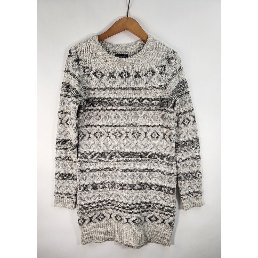 Abercrombie & Fitch Dress Women's XS Fair Isle Chunky Knit Sweater Beige